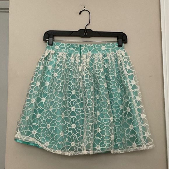 Modcloth Small Teal Floral Organza Skirt NWOT - Picture 2 of 11